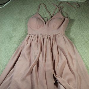Azazie Size A4 Dusty Rose Pink Chiffon Dress with Corset-type Lace Up Back